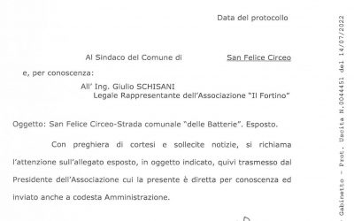 la Prefettura  chiede “cortesi e sollecite notizie”                                al Sindaco sulla strada