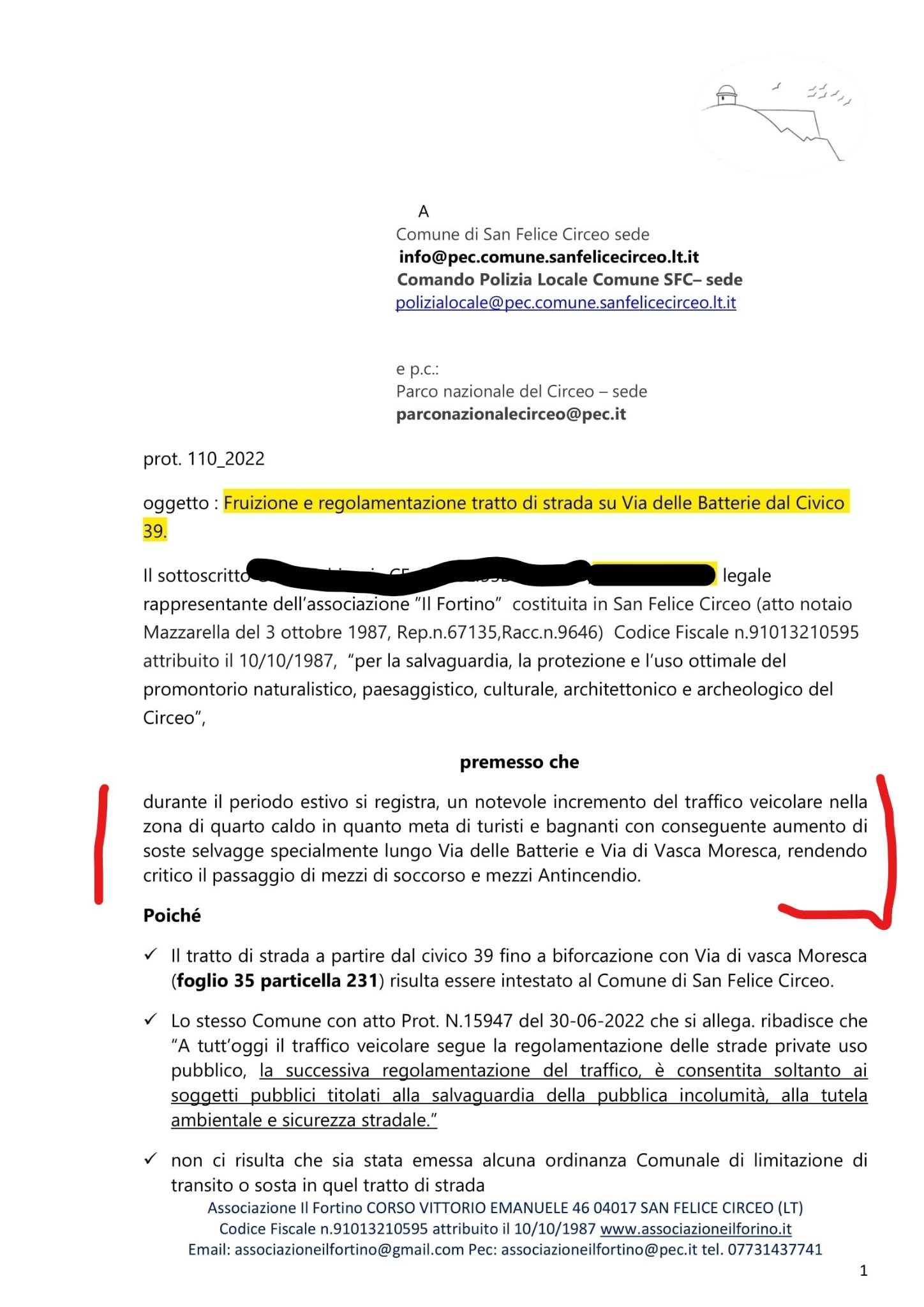 proposta gestione strada delle batterie Il Fortino